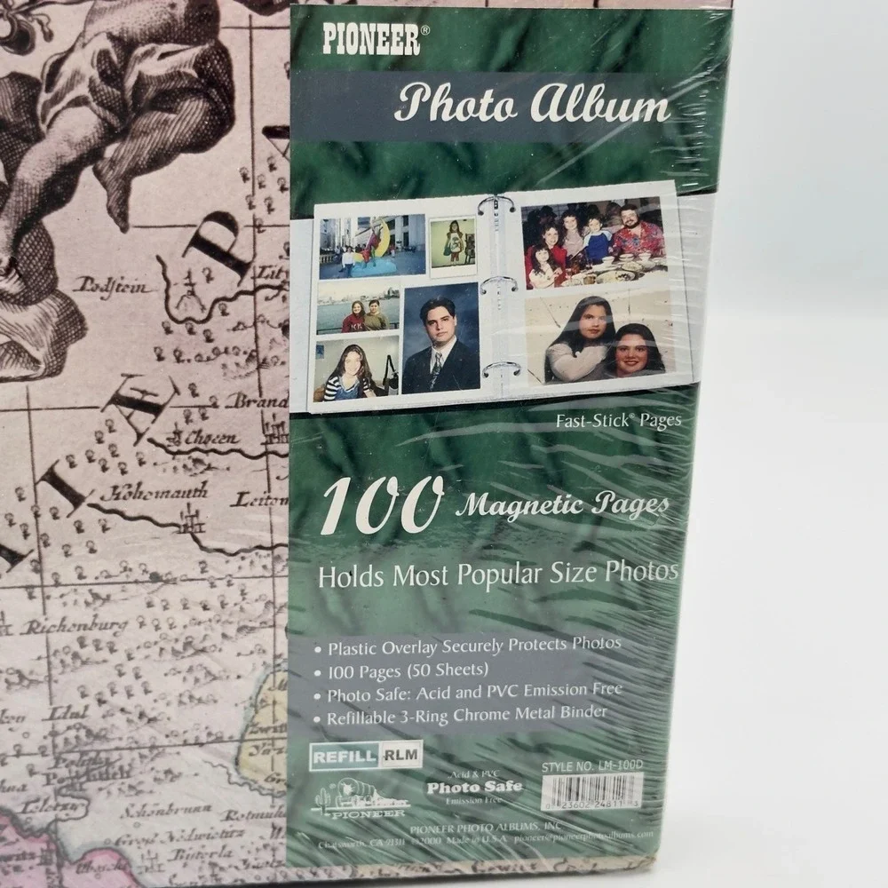 Pioneer Vintage Map Cherub‎ Magnetic Photo Album 100 Pages 3-Ring Binder LM-100D